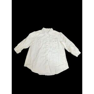 Ivy Jane Snap Button Front 100% Linen Shirt White Women’s Small